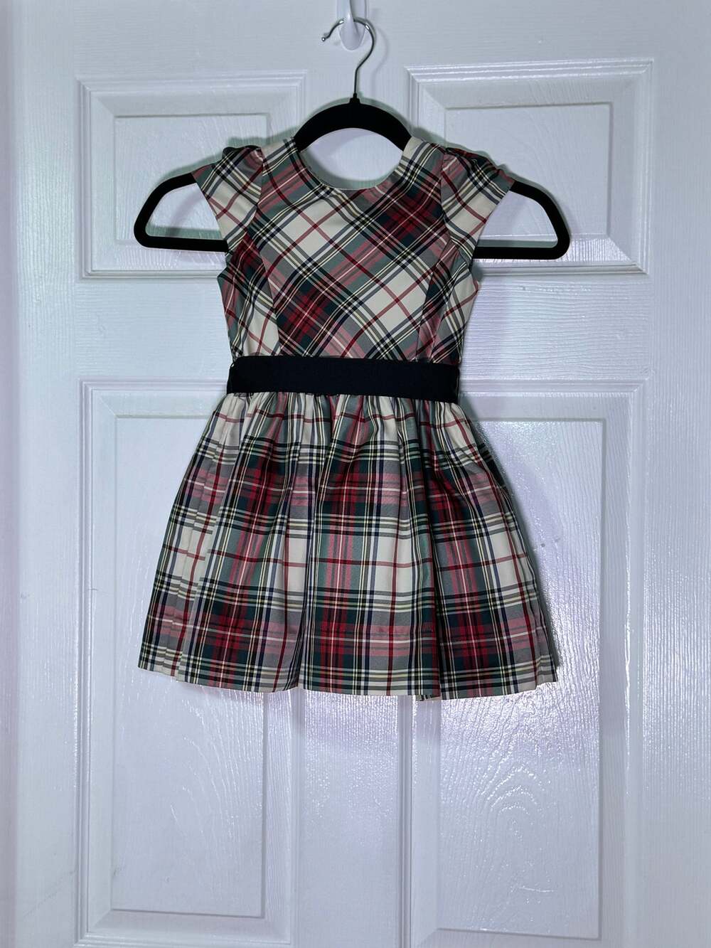 NWT Polo Ralph Lauren Girls Plaid Holiday Party Dress Bow Cream Red Size 3